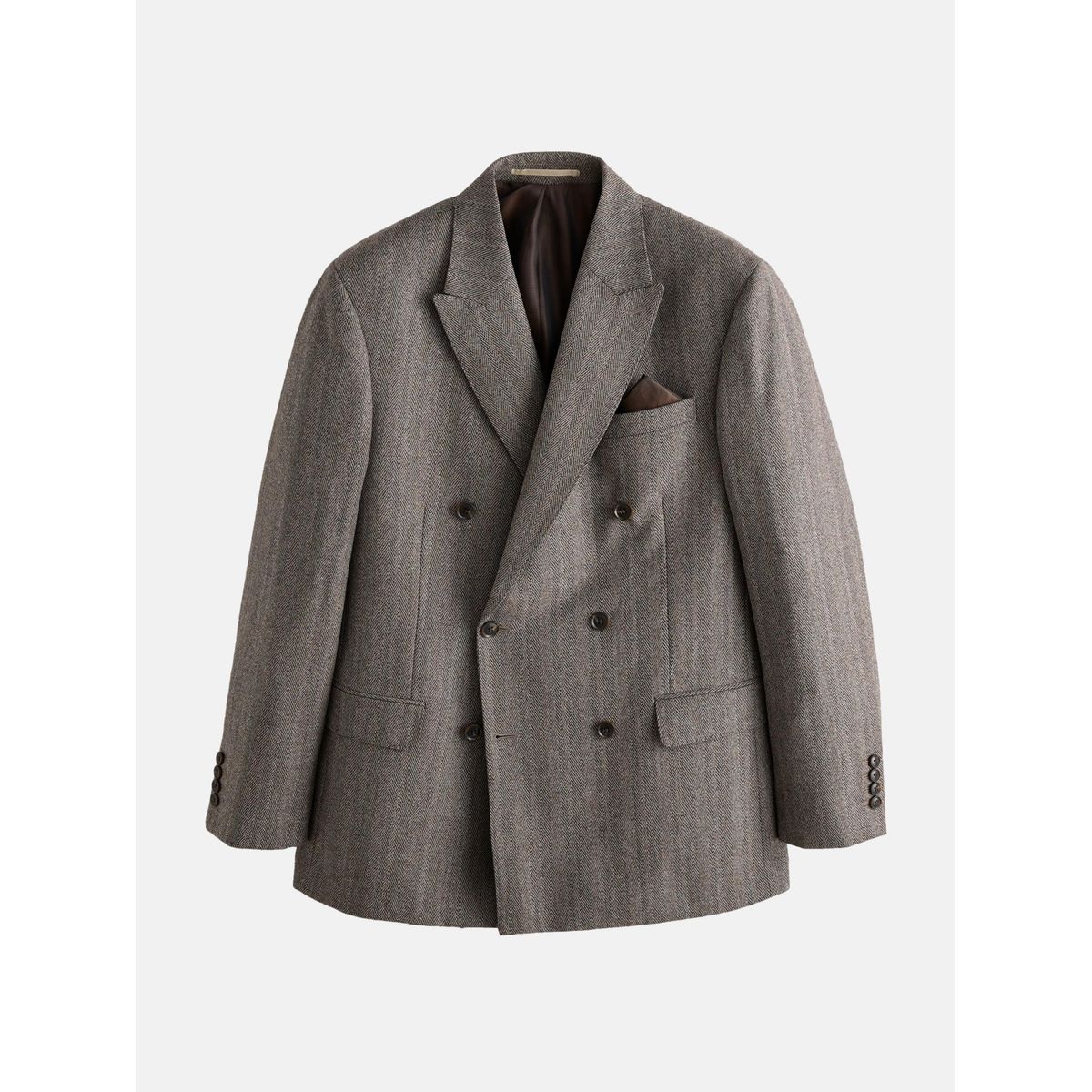 Veste de costume croisée à chevrons Signature marron taupe, NEXT