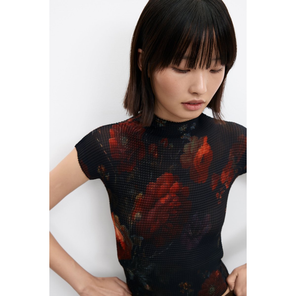 blouse à imprimé fleuri noir, DESIGUAL
