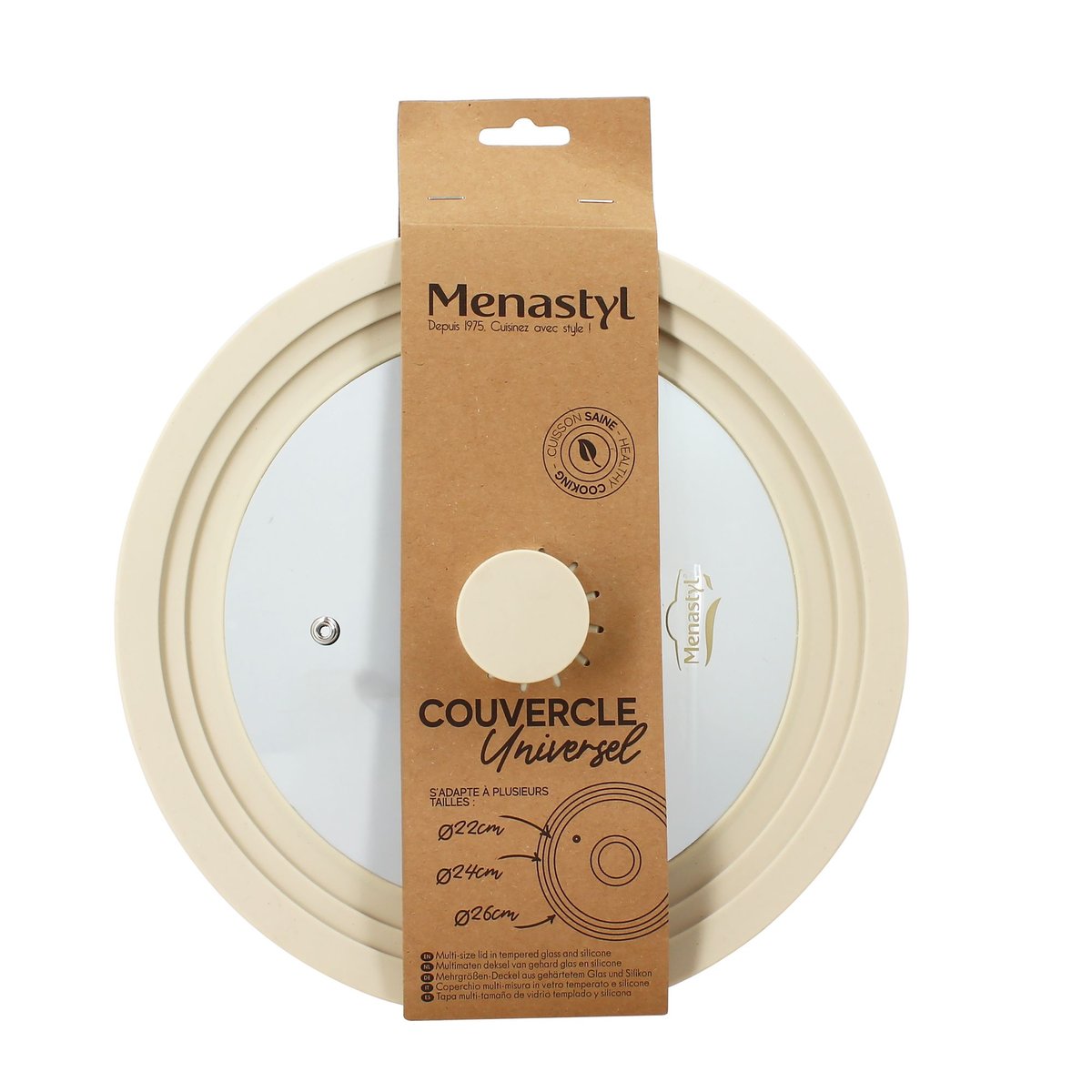 Couvercle multi taille 22/24/26cm crème, MENASTYL