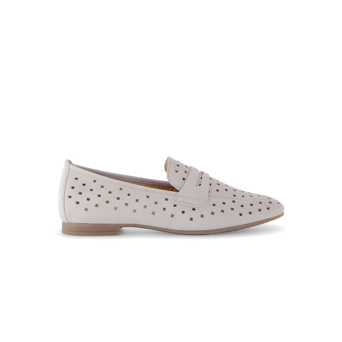Mocassins en à talon décroché effet galvanisé beige, GABOR