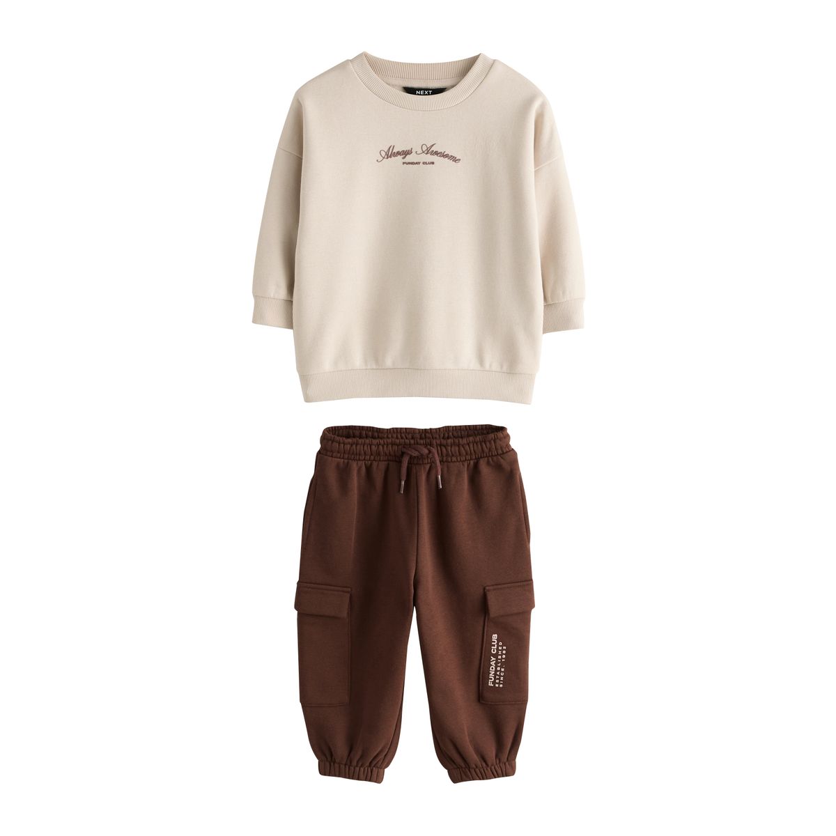 Sweat ras du cou et pantalon de jogging écru chiné, NEXT