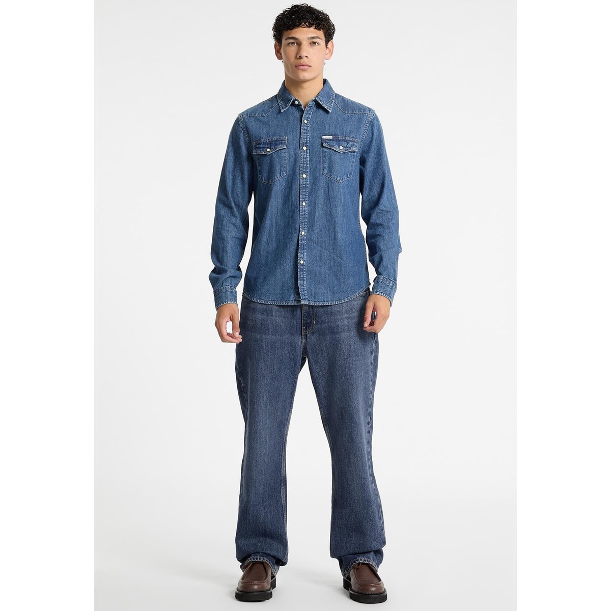 Chemise Slim En Jean À Manches Longues bleu, GUESS JEANS
