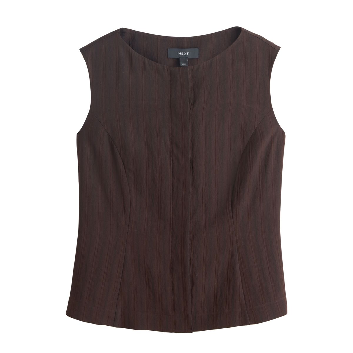 Gilet de costume rayé texturé marron chocolat, NEXT