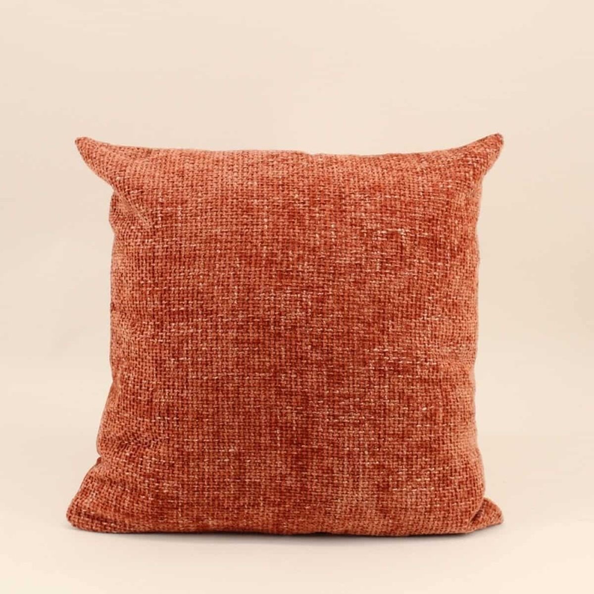 Coussin chiné en velours 45x45cm orange, ORNAMI