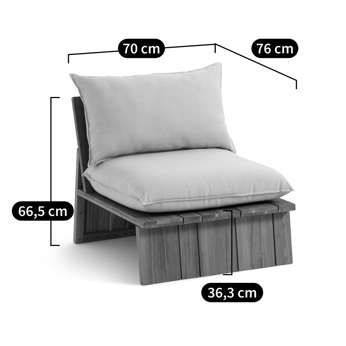 Fauteuil de jardin, acacia, Brut acacia, LA REDOUTE INTERIEURS