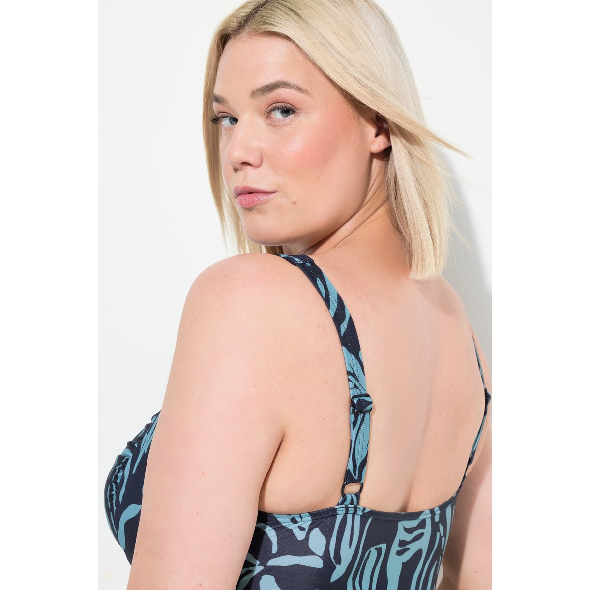 Maillot de bain imprimé, effet drapé noir, ULLA POPKEN
