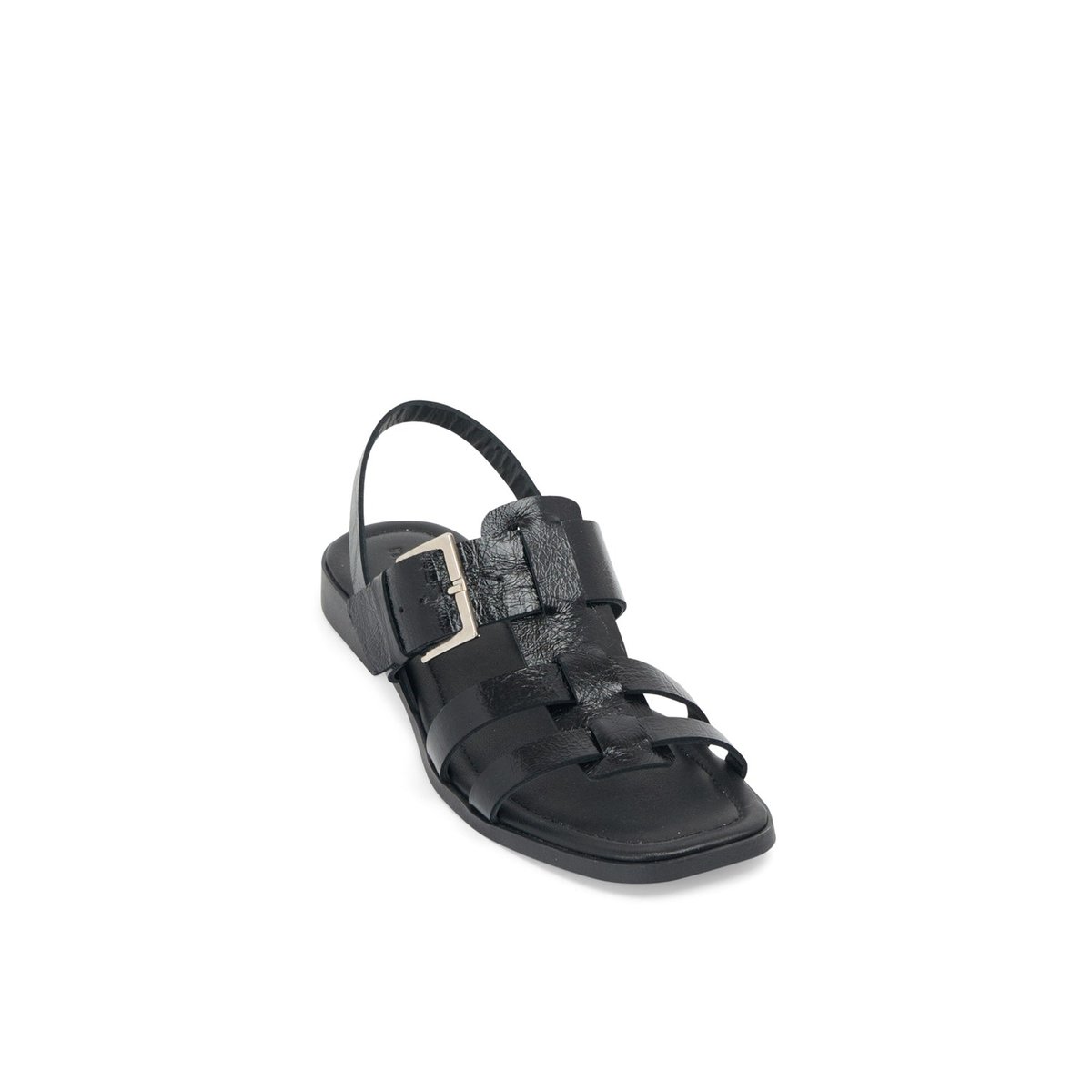 Sandale Plate en cuir TAMARA noir, MELLOW YELLOW
