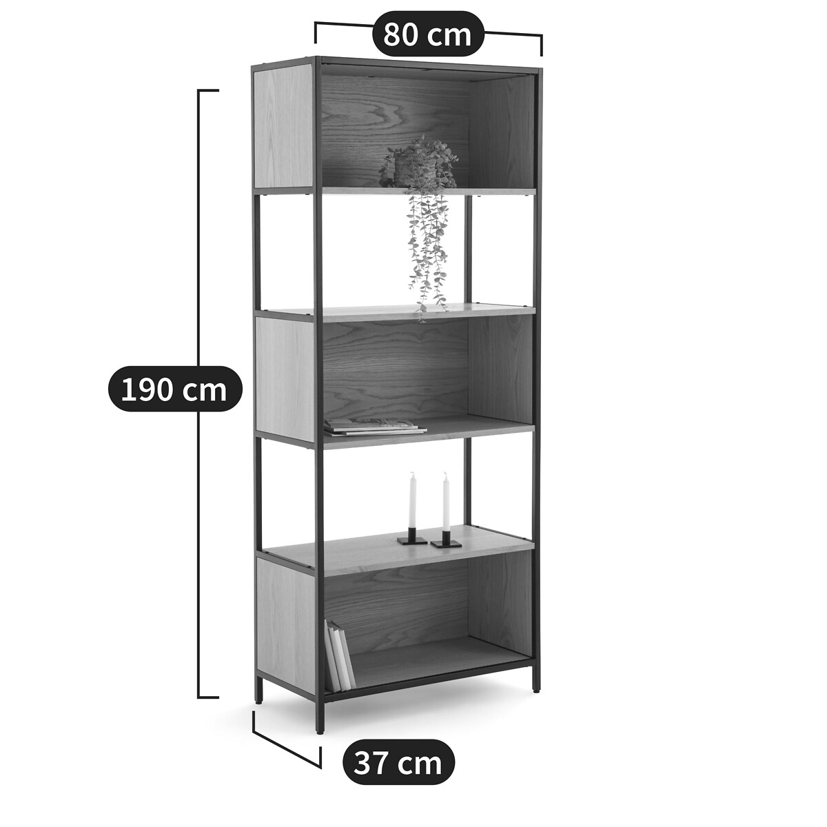 Volga Modular Bookcase with 3 Compartments in Oak Veneer natural, LA REDOUTE INTERIEURS