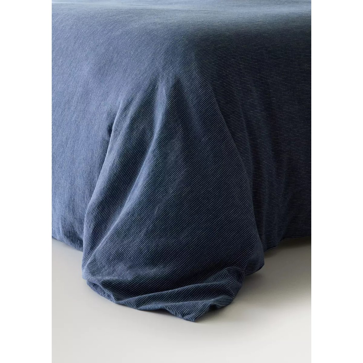 Housse de couette lin et coton Lit 180/200 cm bleu indigo, MANGO HOME