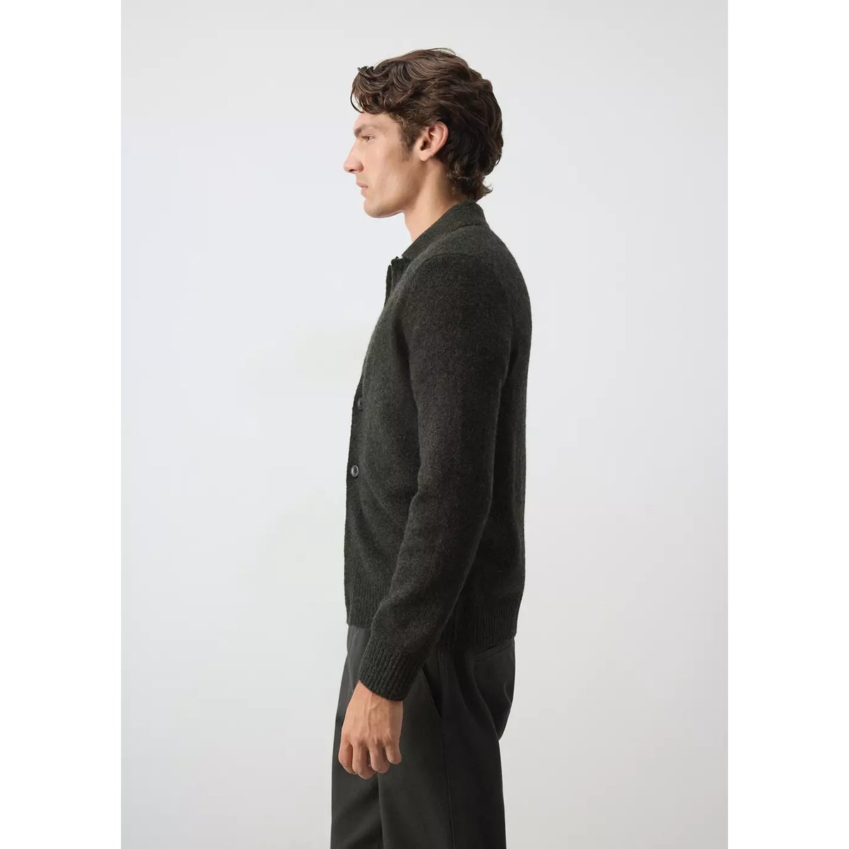 Chemise en maille mélangée laine et alpaga kaki, MANGO MAN