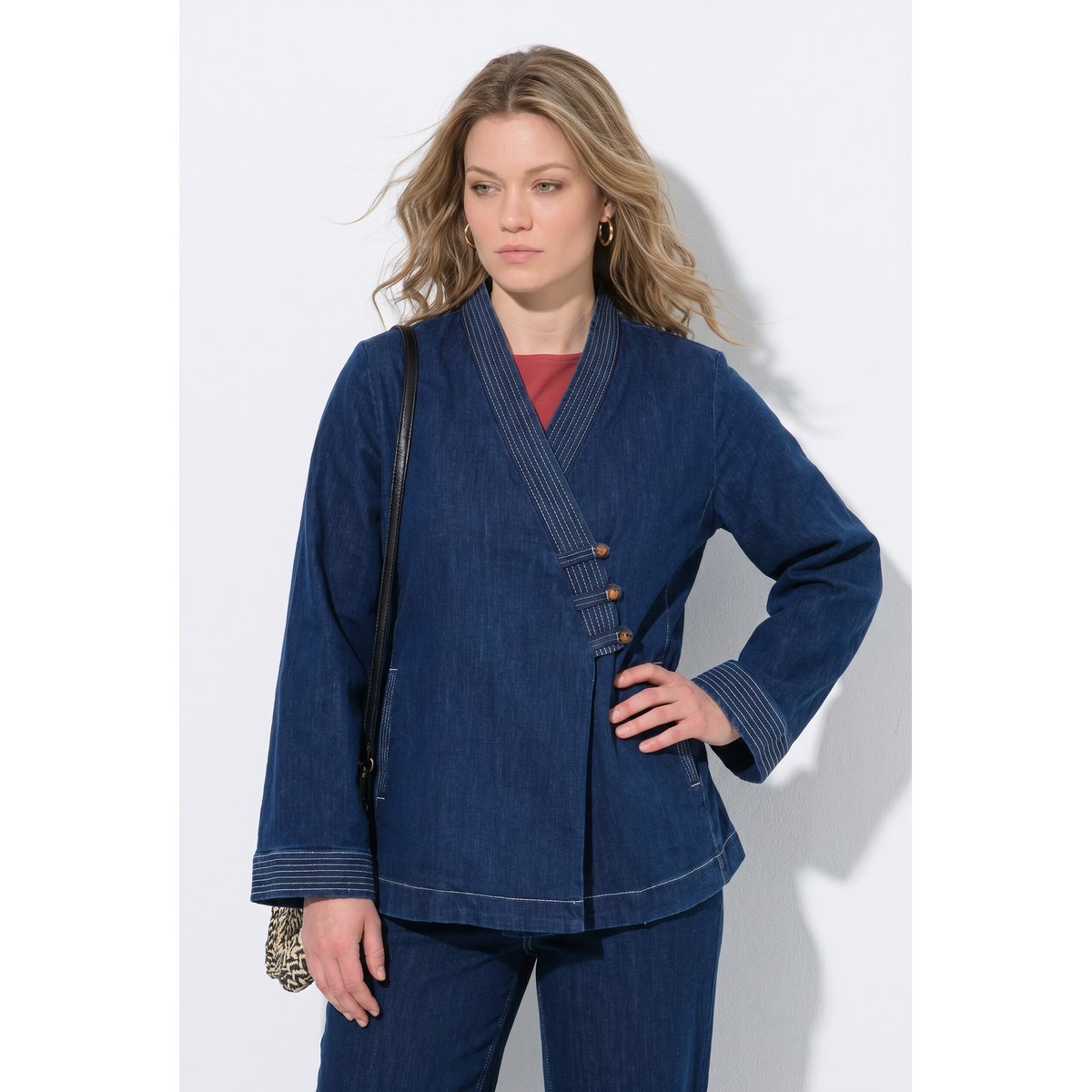 Veste en jean esprit kimono jean bleu foncé, ULLA POPKEN