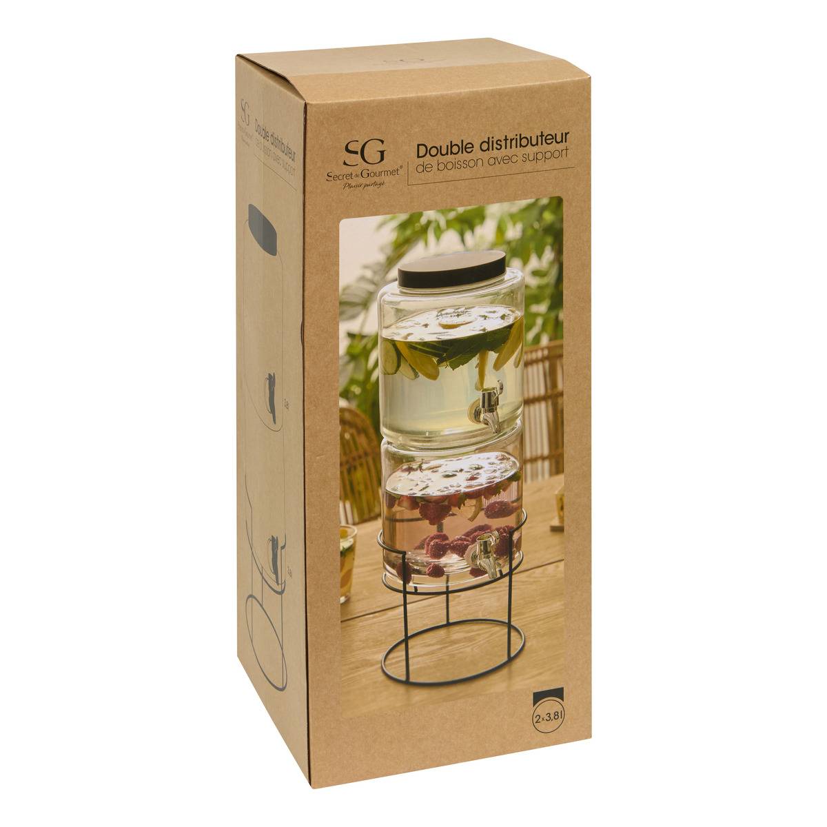 Distributeur de boisson 2 étages 3,2L transparent, ATMOSPHERA