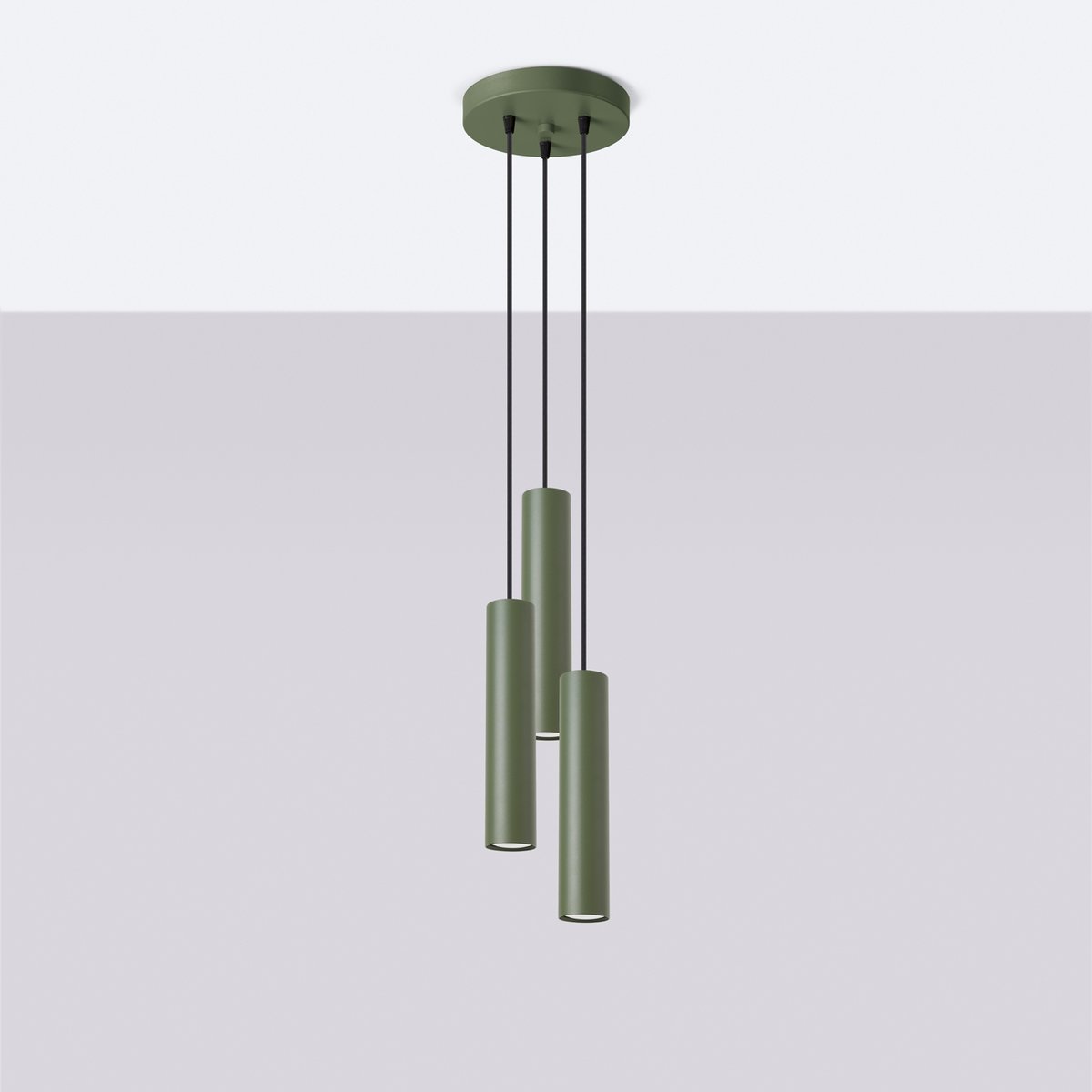 Suspension Acier Vert Olive GU10 3 Lagos vert, EDEN