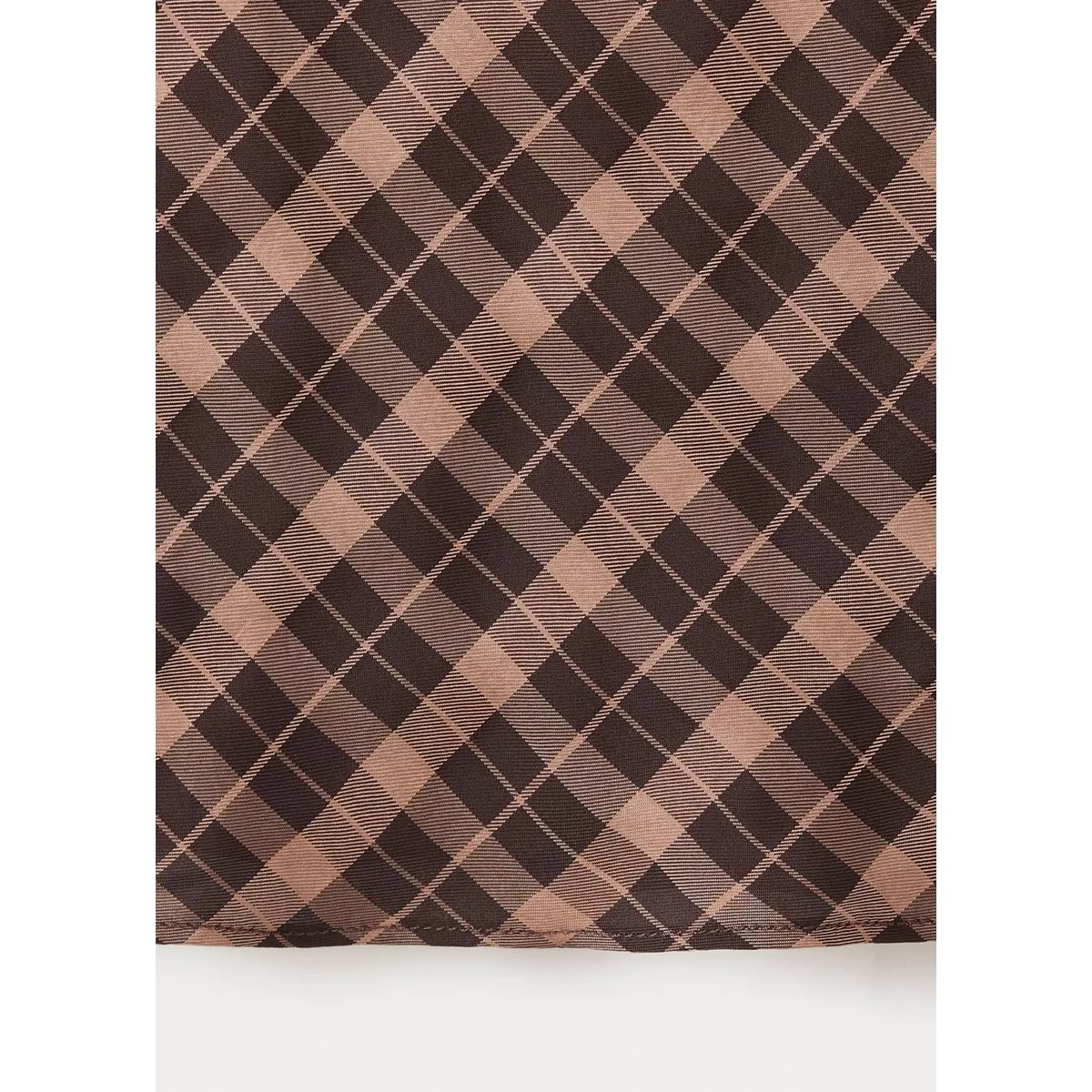 Top drapé à carreaux marron, MANGO