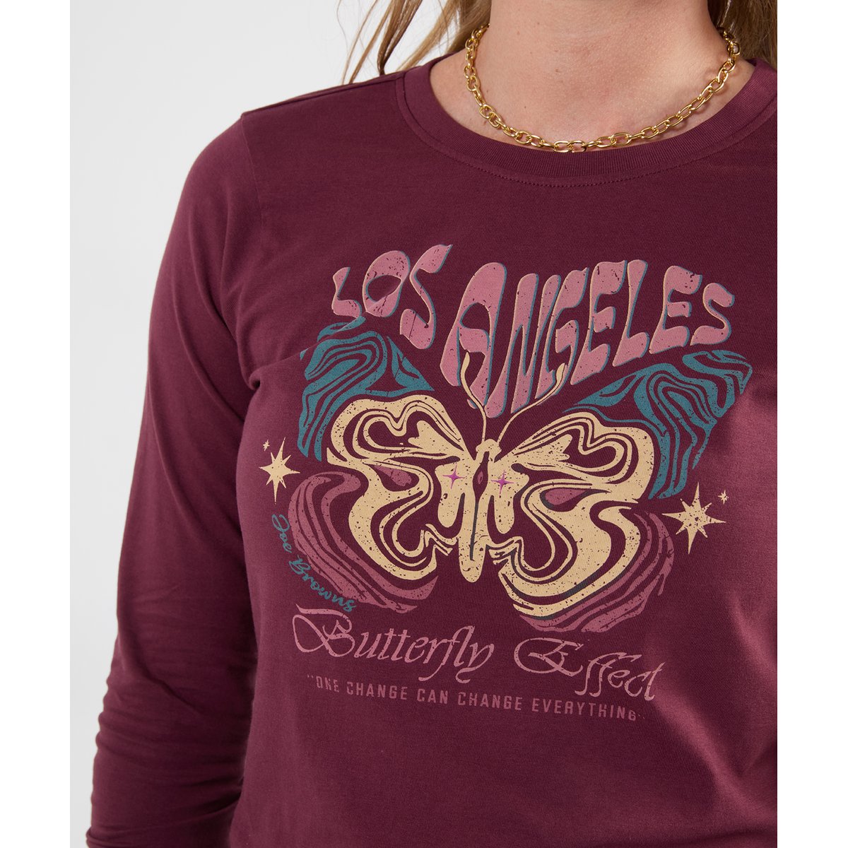 T-Shirt à Manches Longues Imprimé Papillon rouge, JOE BROWNS