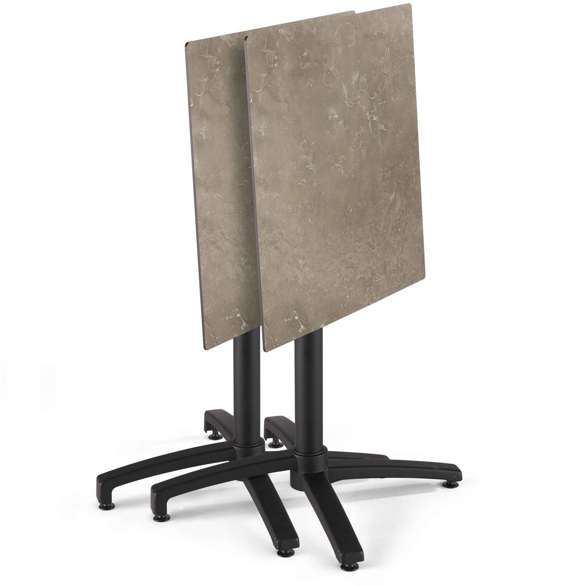 Table 60x60 cm inclinable stratifiée avec pied noir et chaises en métal, OPERA gris anthracite, OVIALA