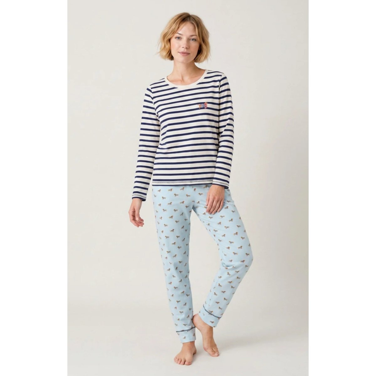 Pyjama en jersey de coton imprimé Tobbie ciel, ARTHUR