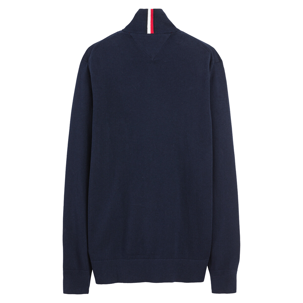 Cotton/Cashmere Zipped Cardigan with High Neck navy blue, TOMMY HILFIGER