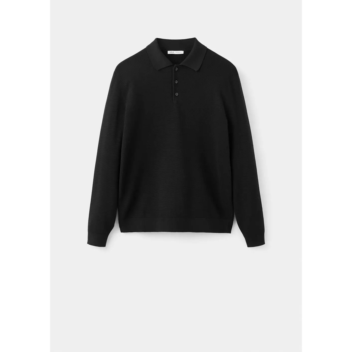 Polo mélange coton maille fine noir, MANGO MAN