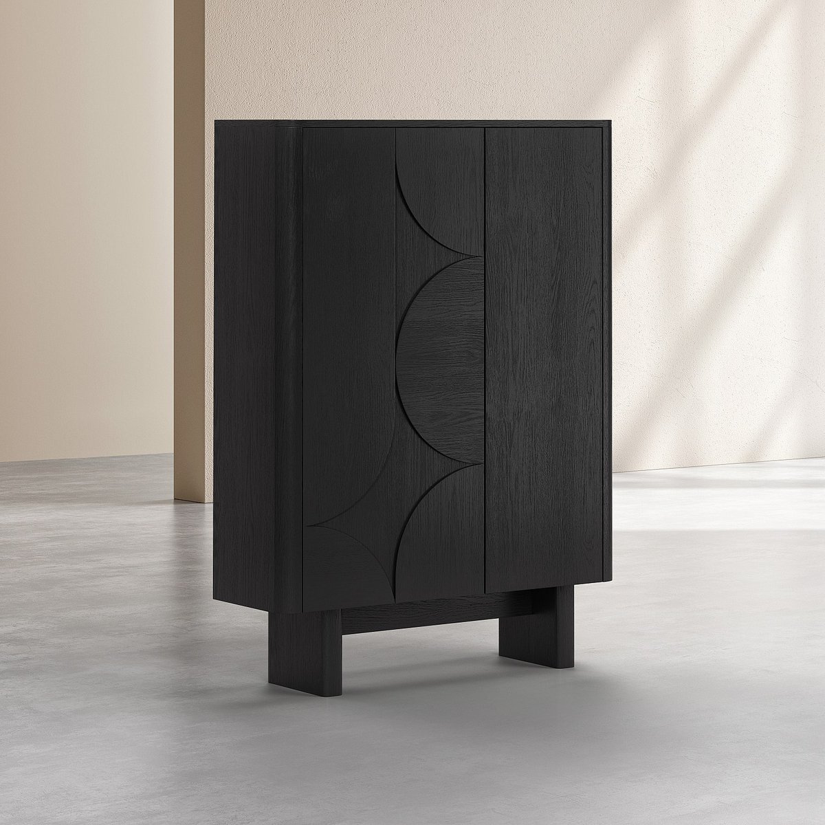 Buffet haut 2 portes en chêne MILORD noir, HABITAT