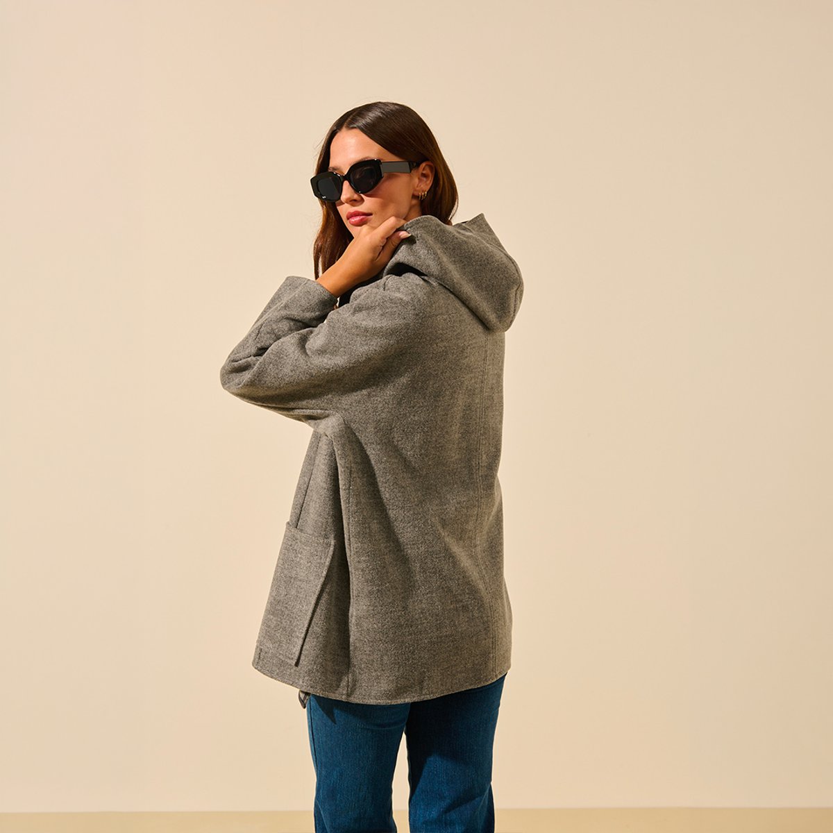 Veste capuche oversize MARCO gris chiné, BENOA