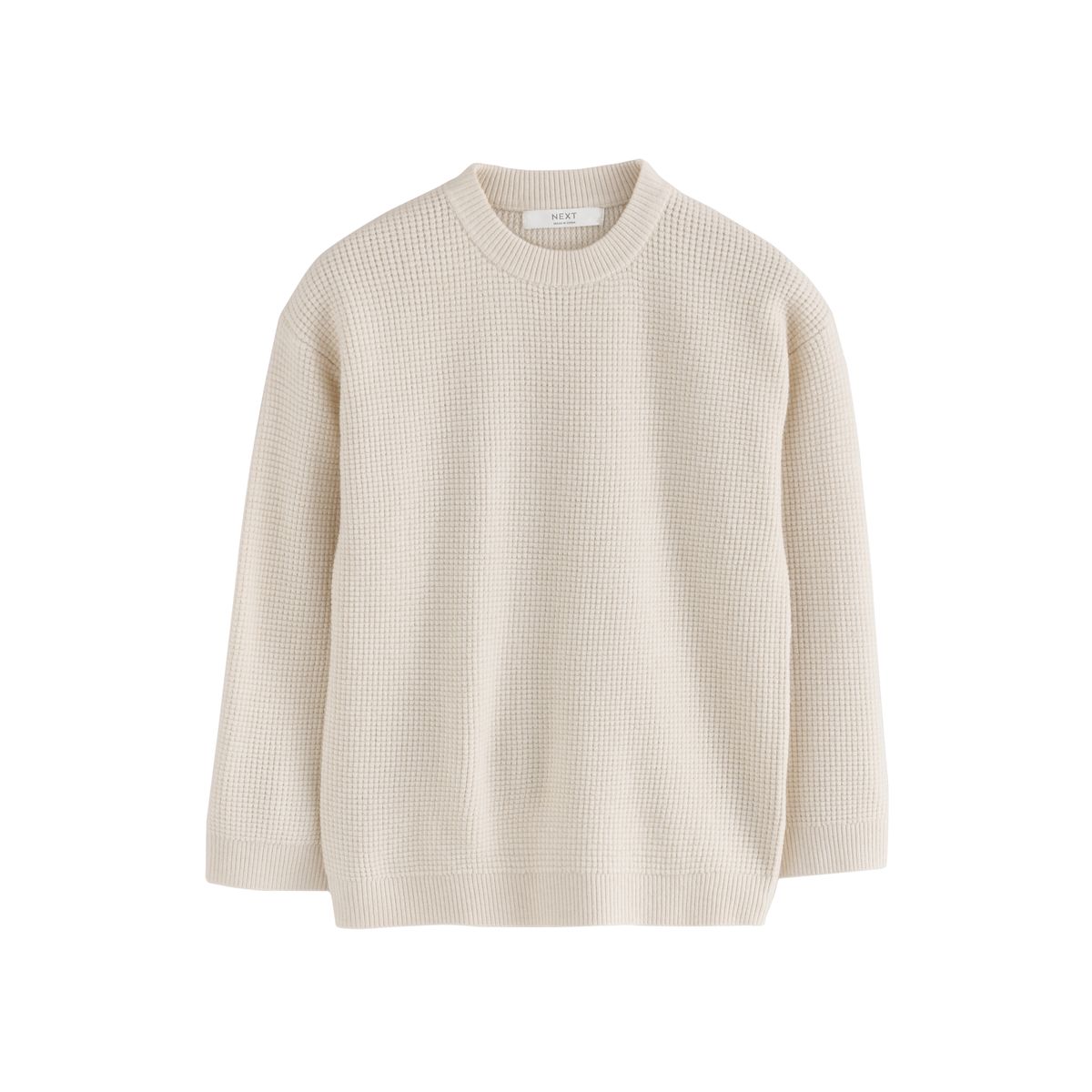 Pull ras du cou en maille texturée écru, NEXT