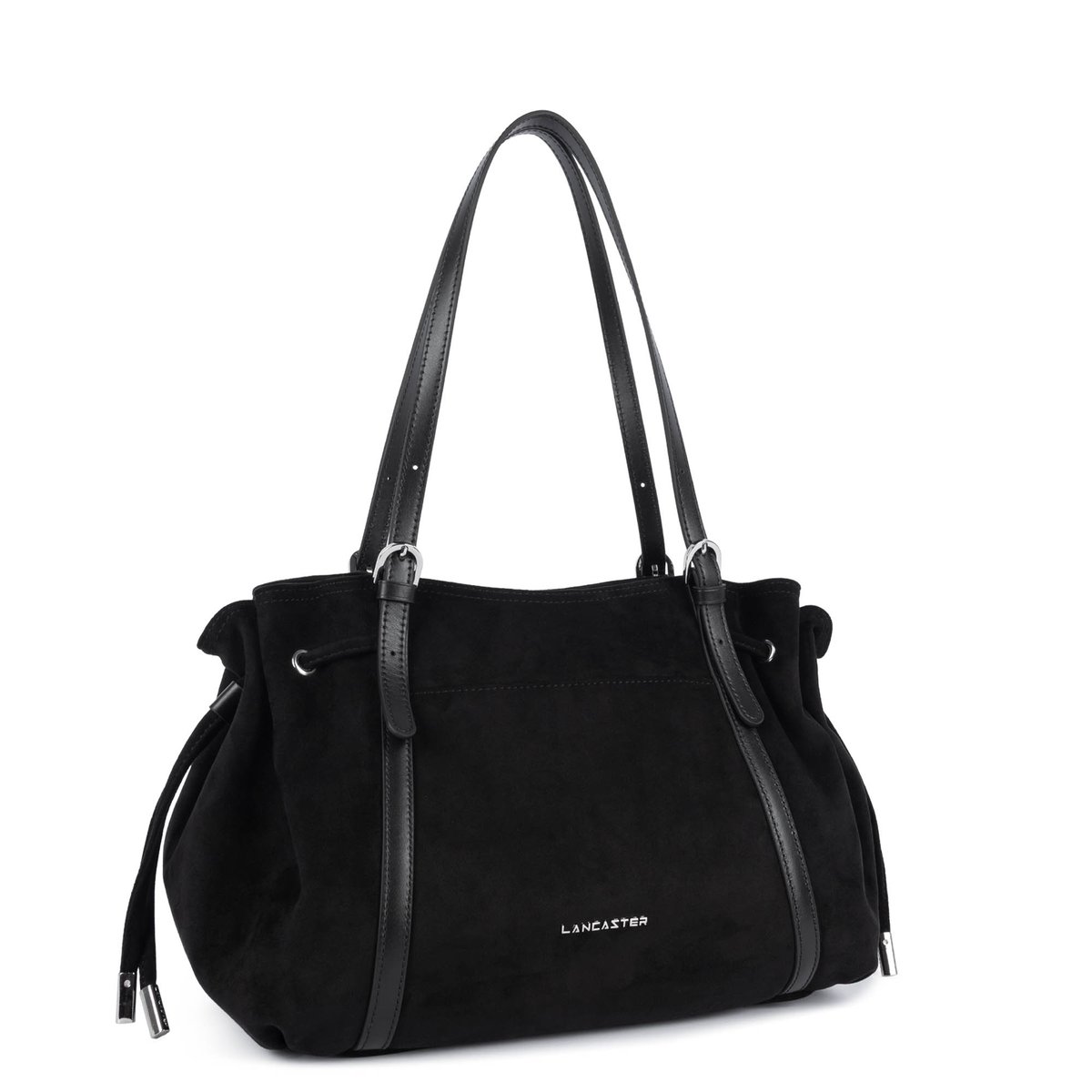 Grand sac cabas épaule VELVET EMMA noir, LANCASTER