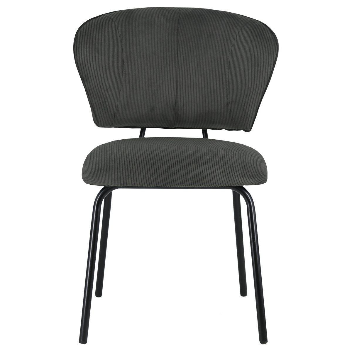 Lot de 2 chaises en velours côtelé, NILSA gris, noir, HAPPY GARDEN