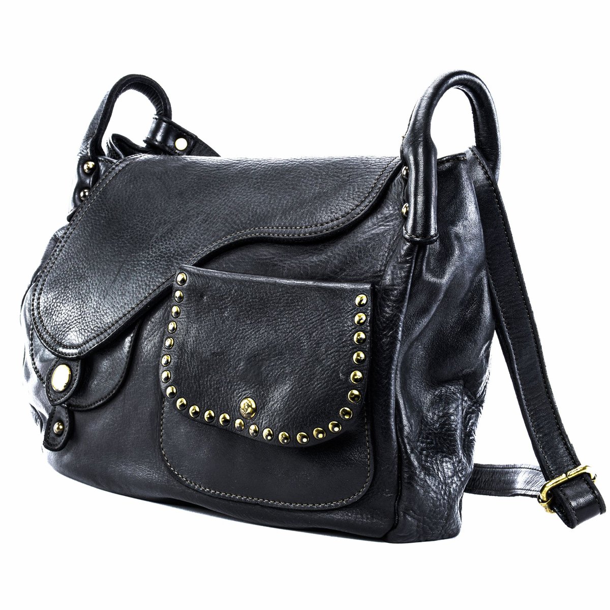 Sac bandoulière en cuir italien MISS CLYDE noir, OH MY BAG