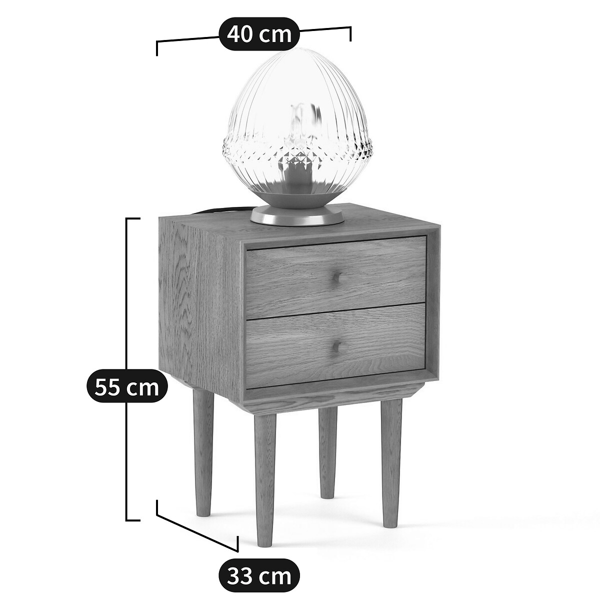 Vintage nachtkastje, Quilda licht eikenhout, LA REDOUTE INTERIEURS