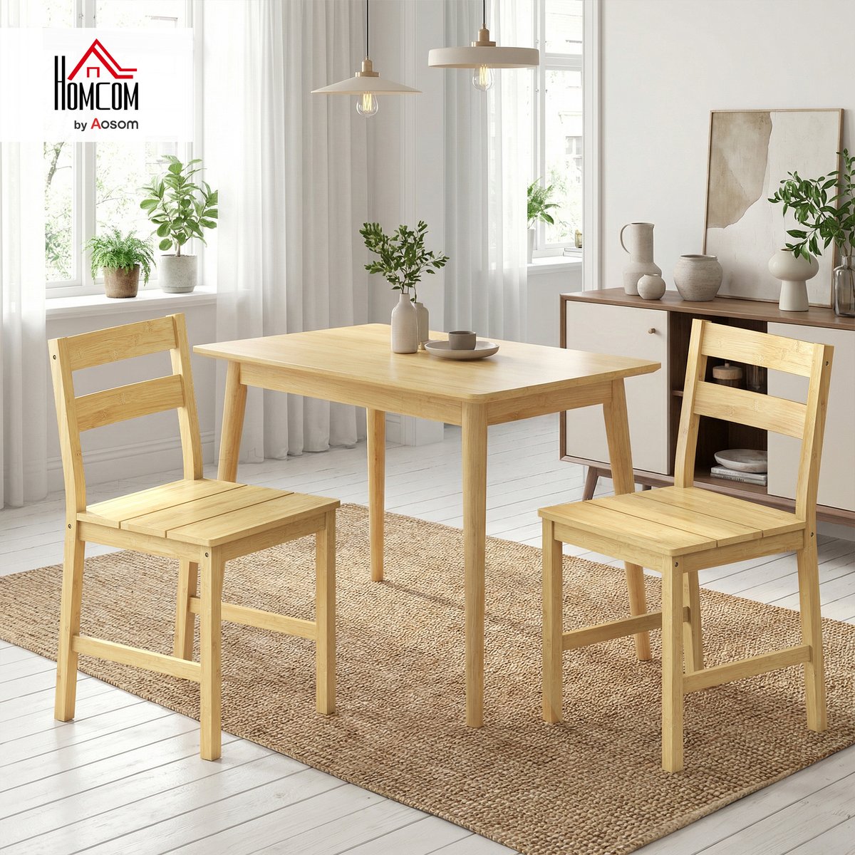 Chaise de salle à manger Bambou Bois naturel bois naturel, HOMCOM