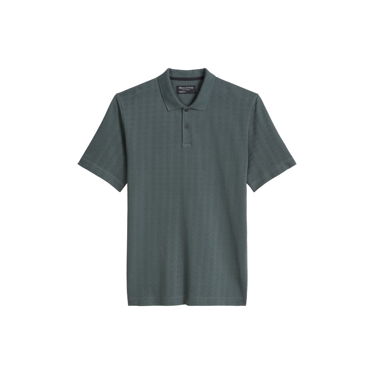 Polo DfC régulier en jacquard à carreaux structuré gris foncé, MARC O'POLO
