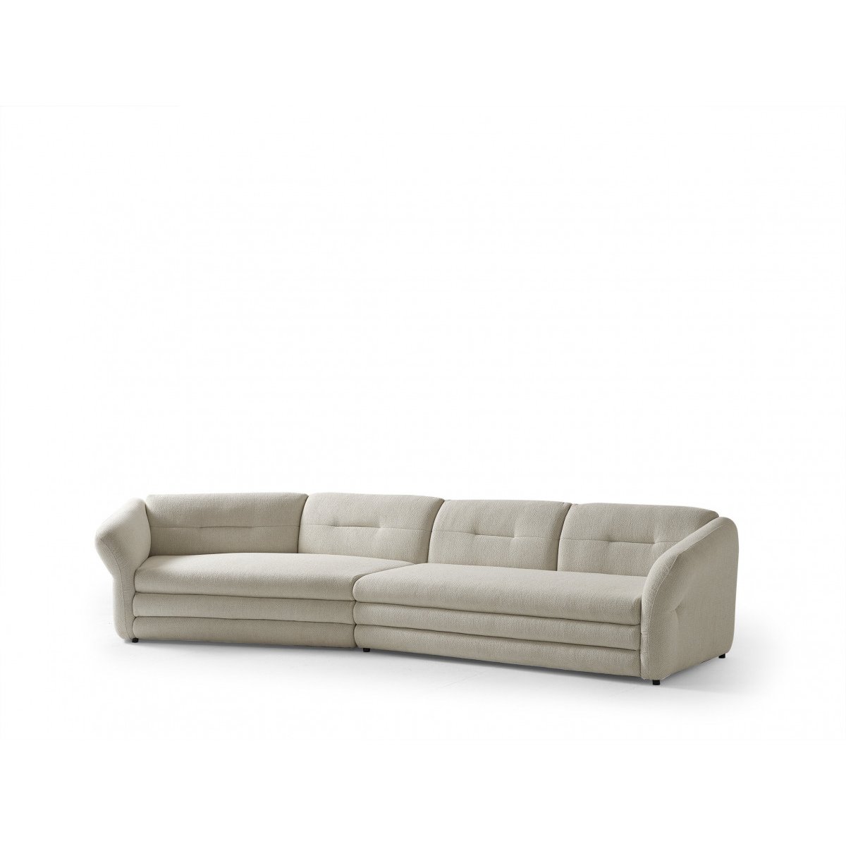 Canapé droit fixe 4 places en tissu chiné, MARBLE beige, BOBOCHIC