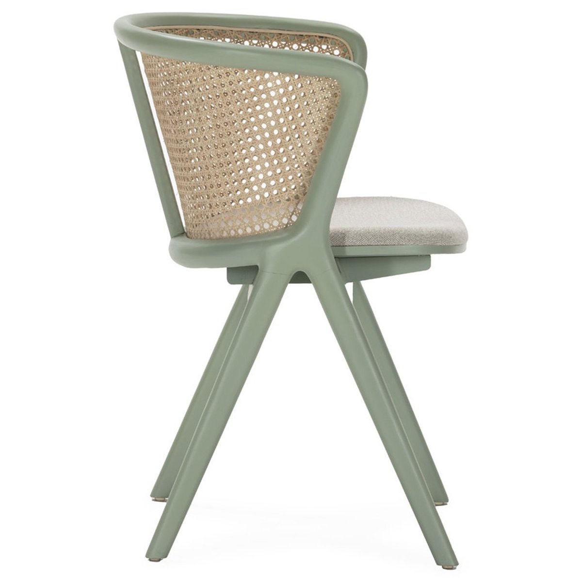 Chaise en hêtre et rotin vert, naturel et beige, RECOLLECTION