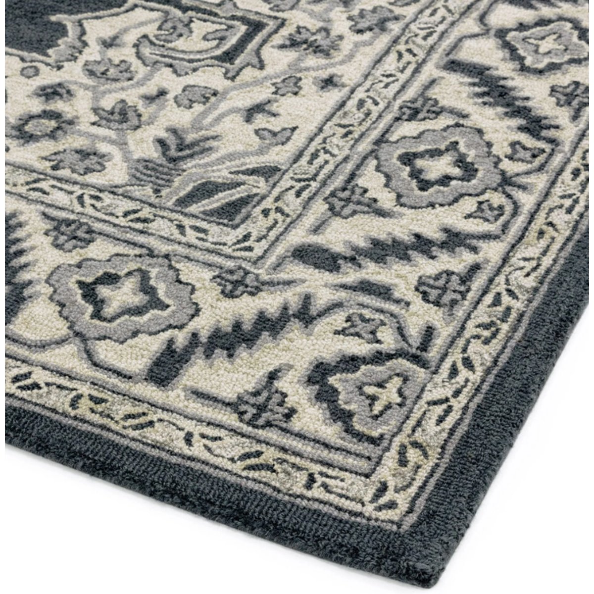 Tapis classique laine à motifs BONDI noir, NOVATREND