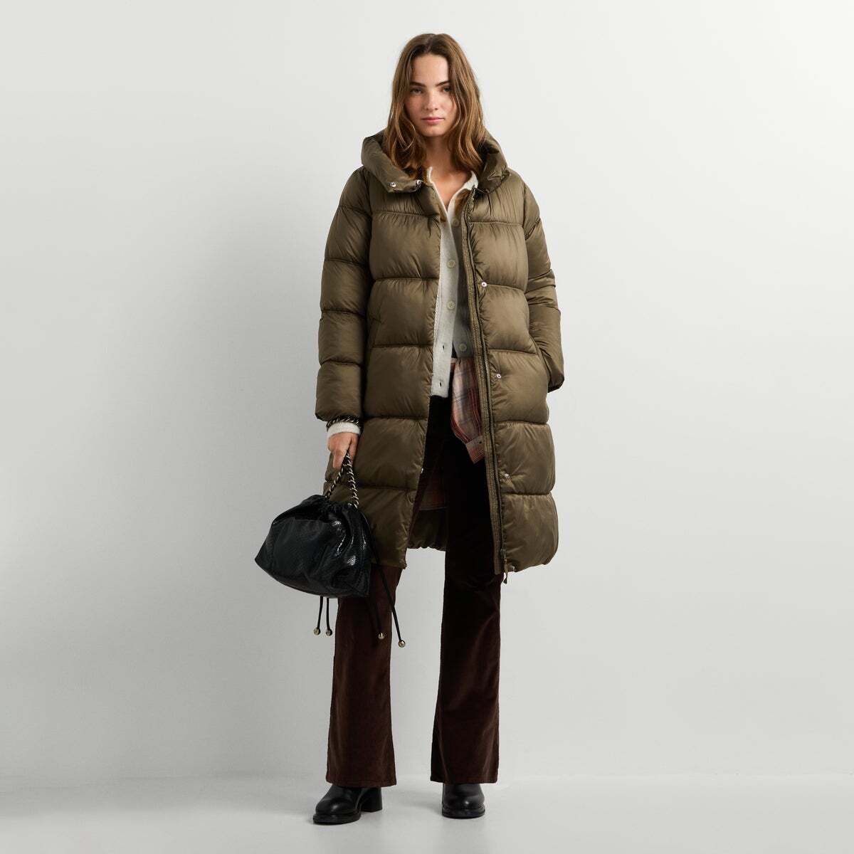 Doudoune Longue Matelassée Imperméable vert kaki, PEPE JEANS