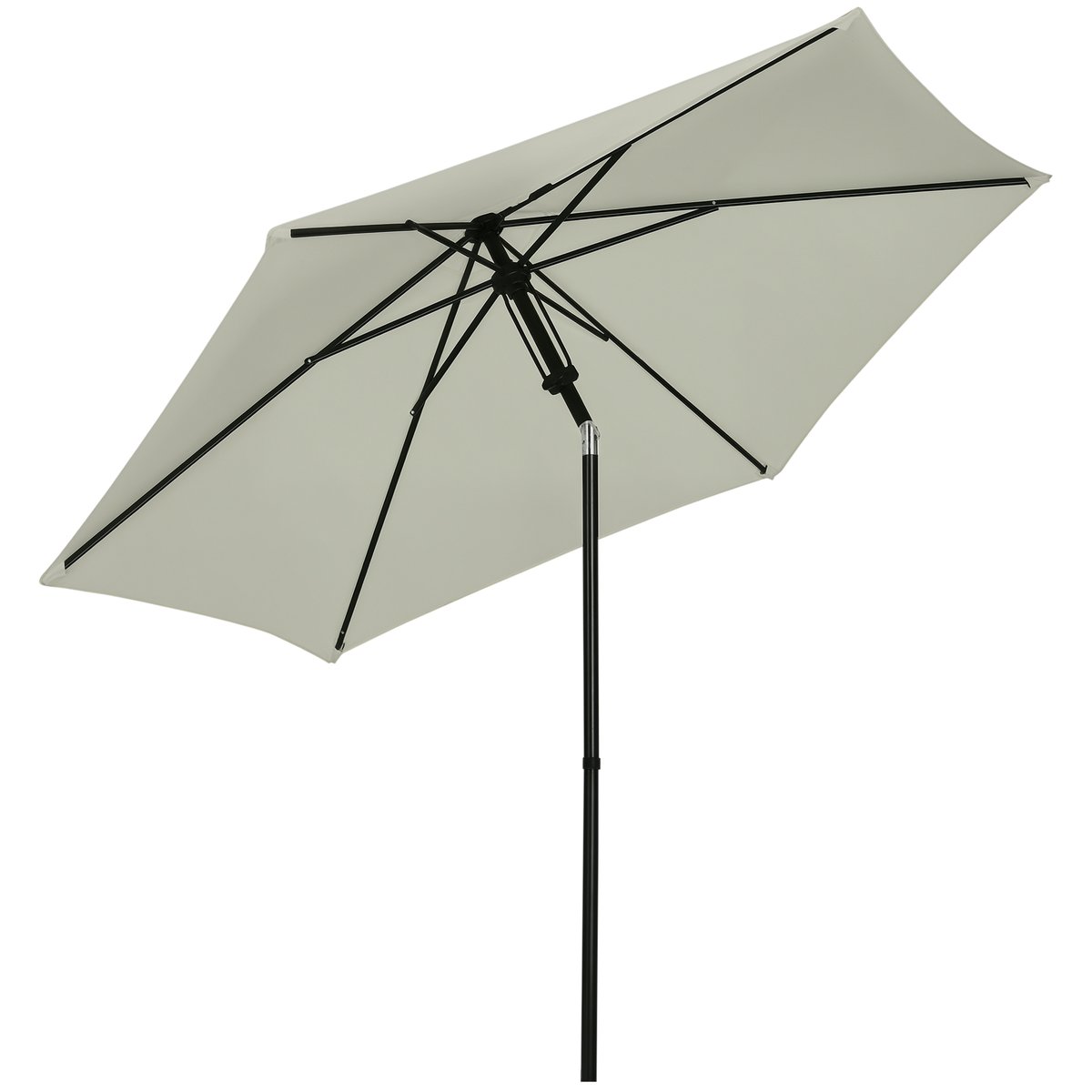 Parasol inclinable octogonal Ø 2,65 x 2,35H m métal polyester gris clair gris, OUTSUNNY