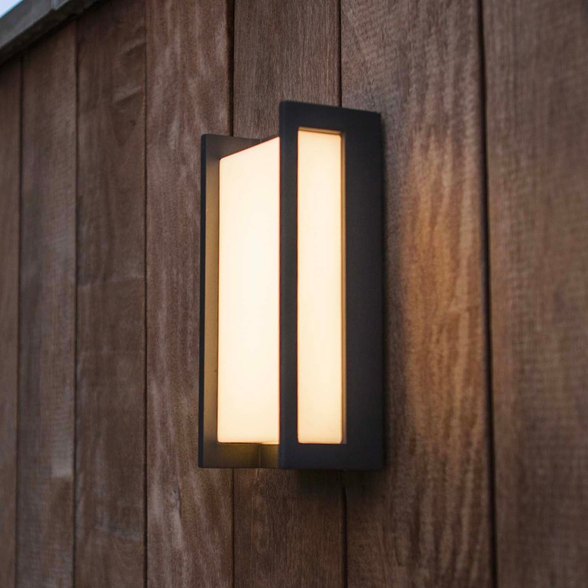 Applique murale d'extérieur sur secteur QUBO GREY aluminium LED blanc chaud H22cm dark grey, LUMISKY