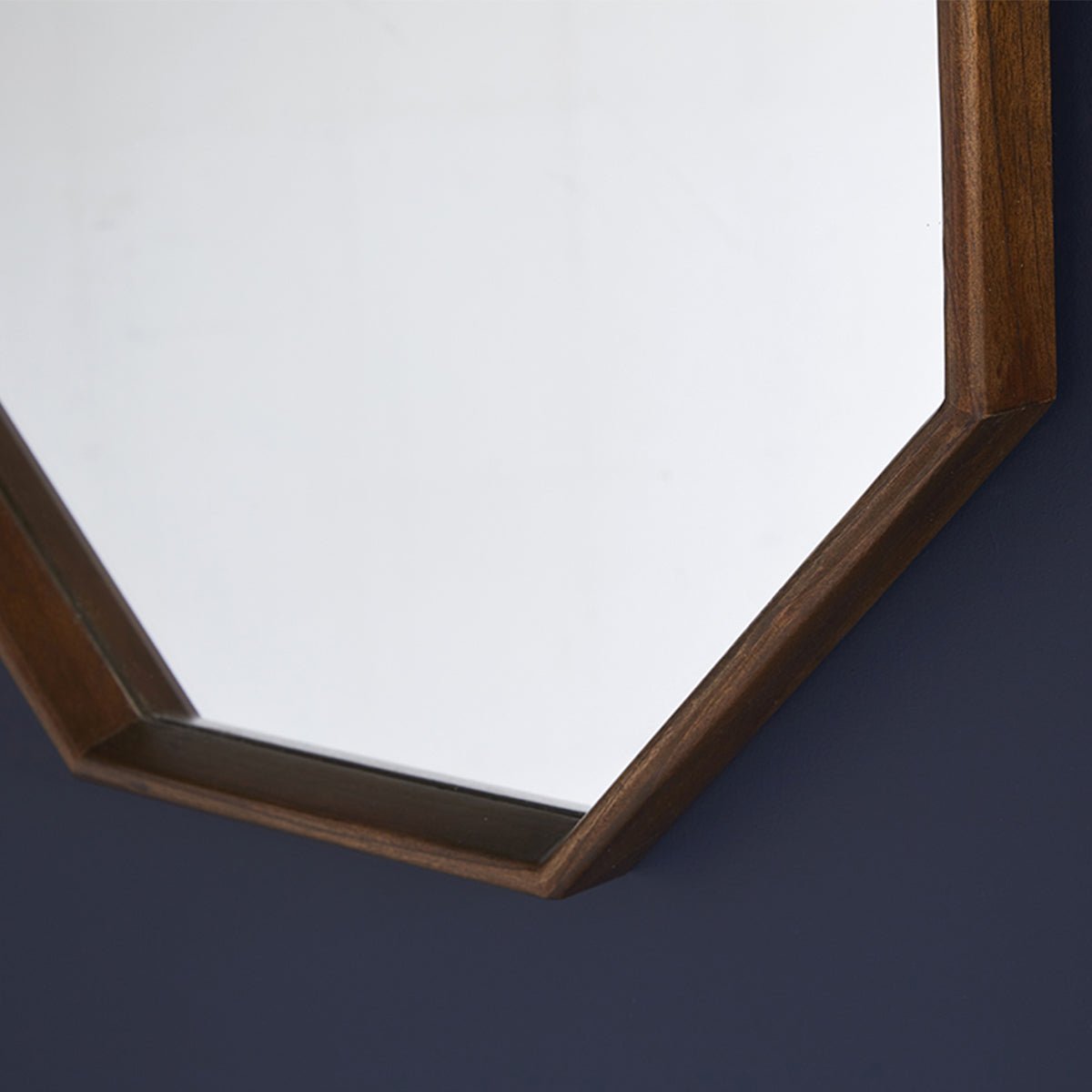 Miroir en bois massif octogonal 60 cm VINTAGE marron, BERAH GETAH