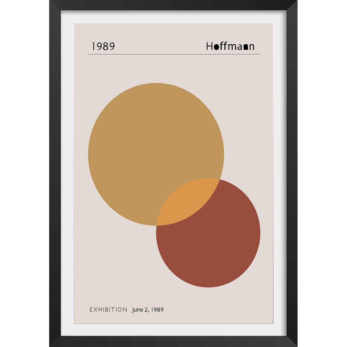 Poster Exposition Hoffman 1989 affiche + cadre en bois - noir, HEXOA