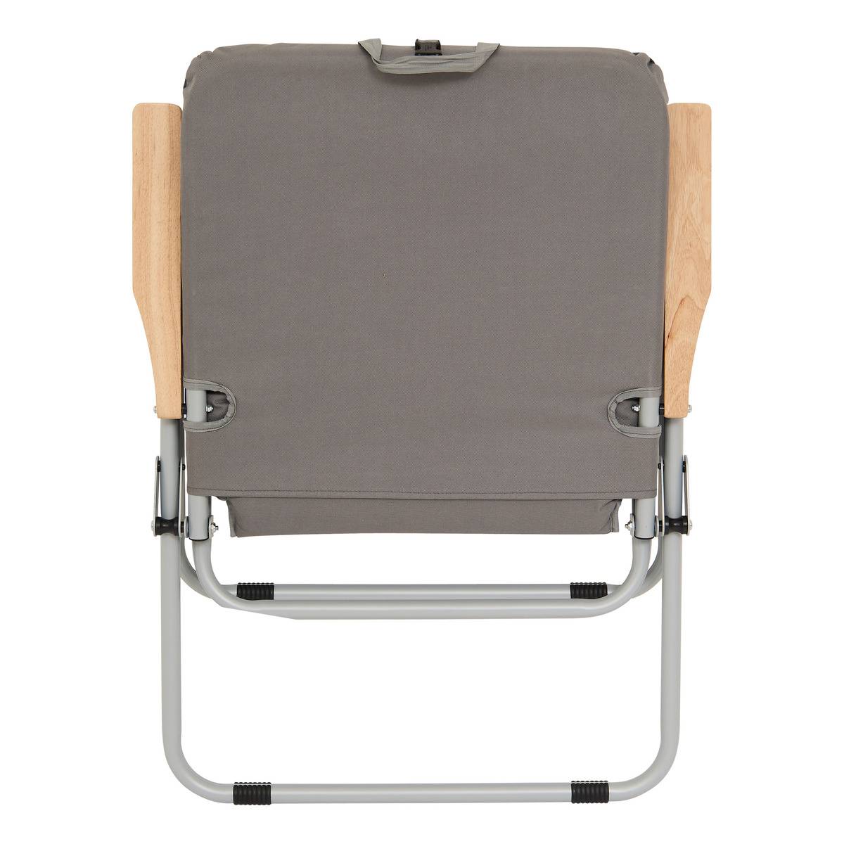 Fauteuil de camping pliant avec accoudoirs en bois gris, 5FIVE SIMPLY SMART