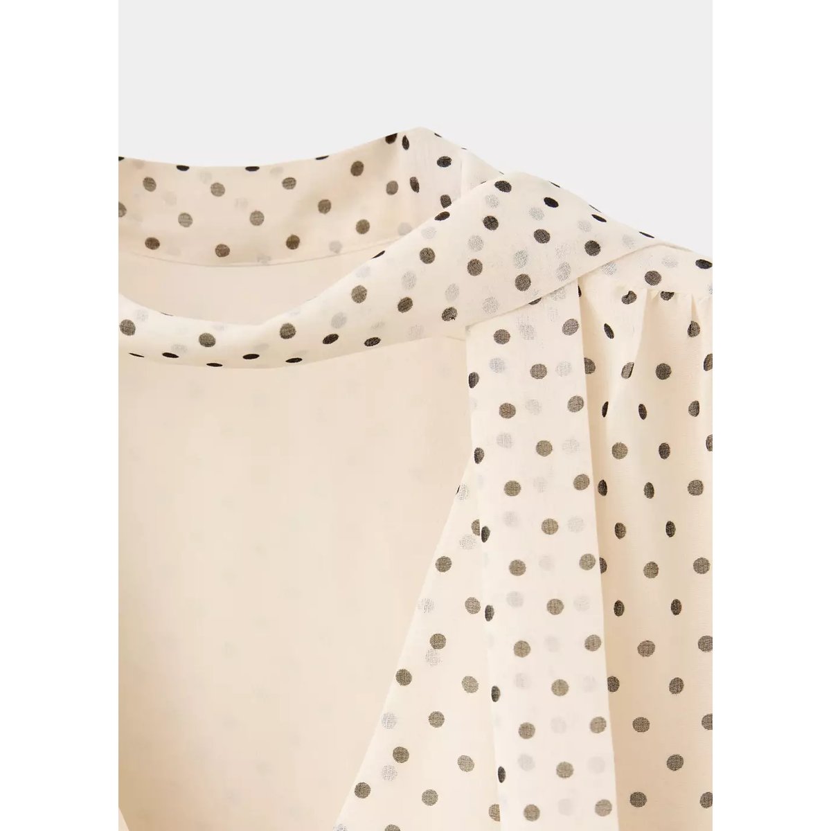 Robe à pois avec détail foulard écru, MANGO
