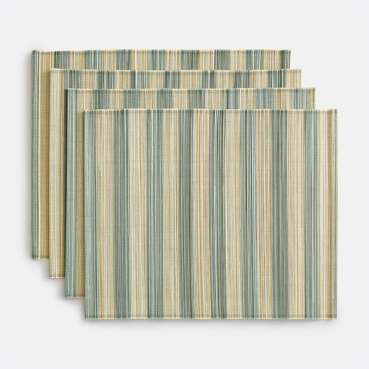Conjunto de 4 manteles individuales de bambú, a rayas, PAOLI rayas azules, LA REDOUTE INTERIEURS
