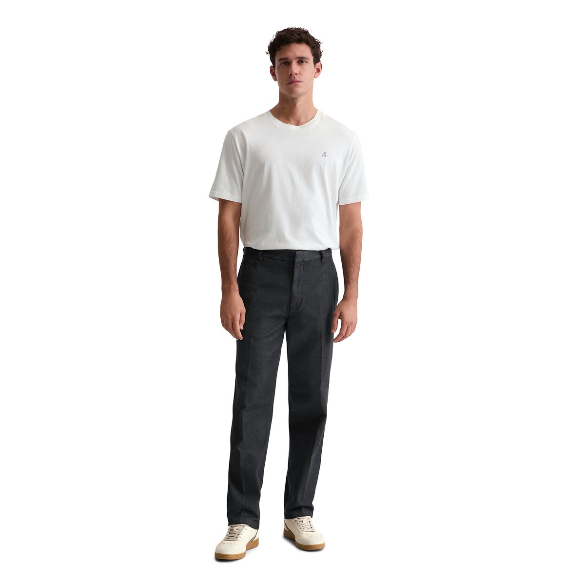 Pantalon modèle Bunkris droit en denim de coton bio bleu foncé, MARC O'POLO