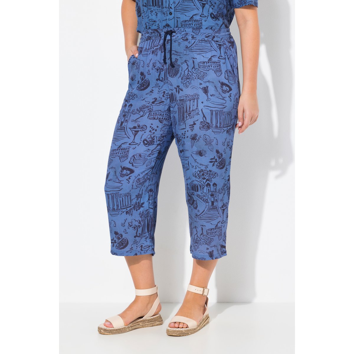 Jupe-culotte Rose. Taille élastique. Jambe bleu atlantique, ULLA POPKEN