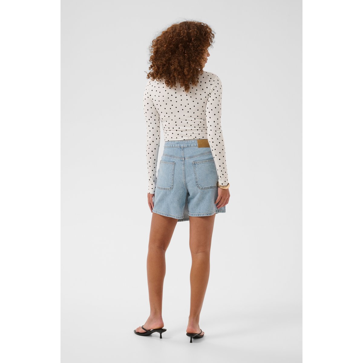 Shorts en jean bleu denim floral light blue washed denim, KAFFE