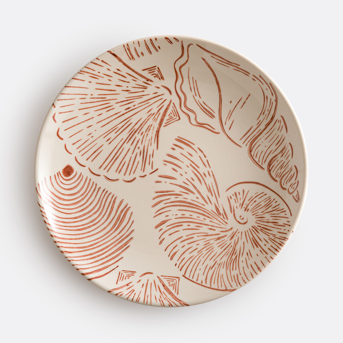Lot de 4 assiettes plates en céramique, motif coquillage, OMANA imprimé, LA REDOUTE INTERIEURS