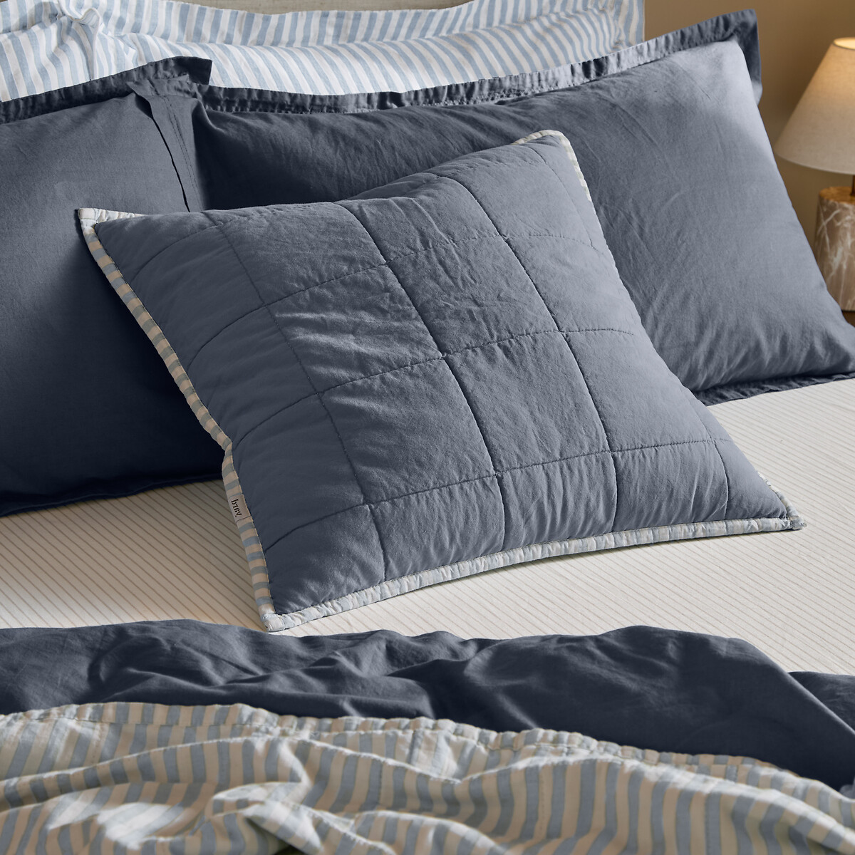Hebden Stripe Cotton Filled Cushion mineral blue, YARD