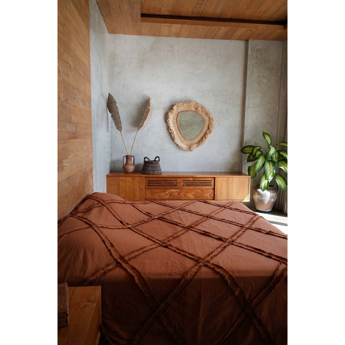 Plaid en coton BERBER rouille, BAZAR BIZAR