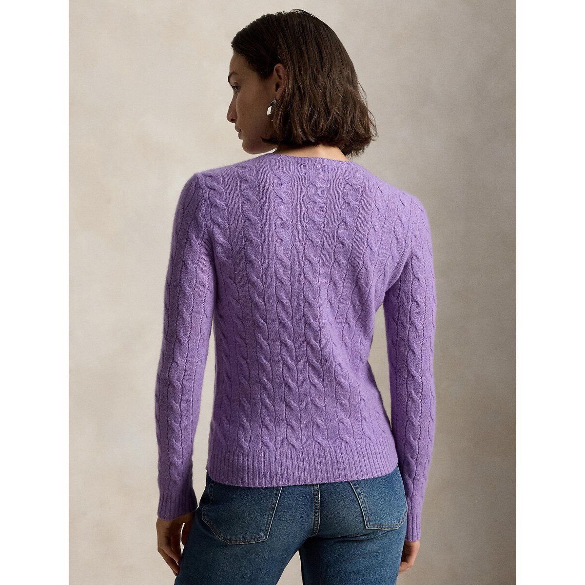 Pull col rond torsadé, 80% laine 20% cachemire améthyste, POLO RALPH LAUREN